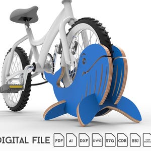 Houten kinderfietsstandaard, fietsvloerhouder, fietsenrek voor kinderen, cnc-fietsstandaard, CNC-sjabloon, fietsenstalling vectorbestanden dxf-sjabloonpatroon
