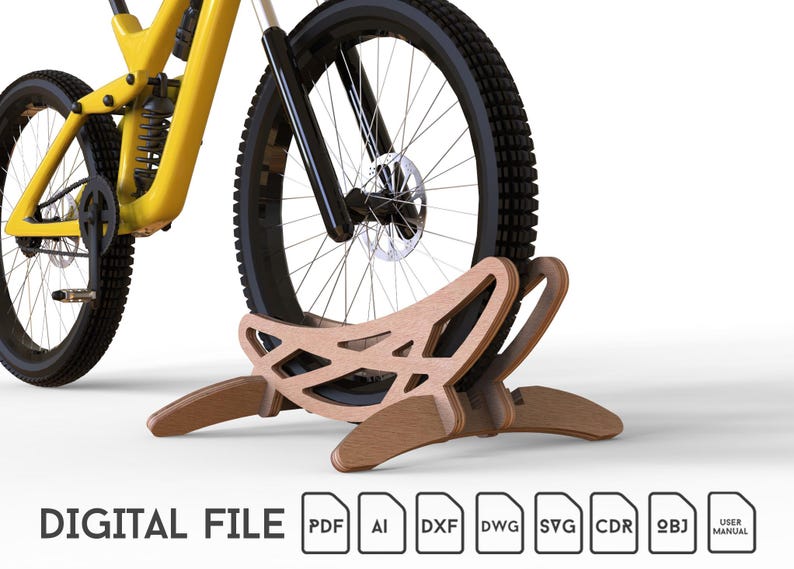 Wood Bike Stand, Bike Floor Holder, Bike Rack, Cnc Bike Stand, CNC ...