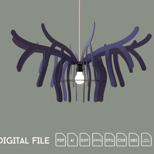 MDF Pendant Lamp Laser Cut File Wooden Lampshade Digital Cutting Draw Download Living Room Lamp SVG DXF Template File