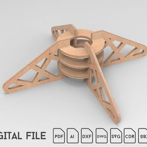 Kerstboomstandaard multiplex basis gesneden bestand – dxf, svg, pdf, - CNC laserklaar vakantiedecor, doe-het-zelf houten basis, kerstboomhouder