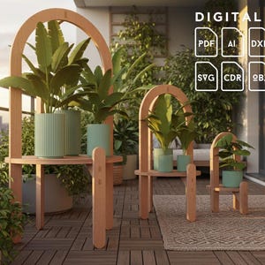 Plant pot stands cnc cut plan, Digital potted plant stand, flower pot support , decorative wooden plant risers, plant support base file dxf