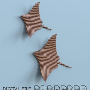Dekoracja ścienna domu Sklejka Stingray, frezarka CNC MDF i pliki cyfrowe cięte laserowo dxf, wzór svg