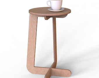 C Side Table CNC Router Cut File, Bedside Coffee Stool DXF SVG Template