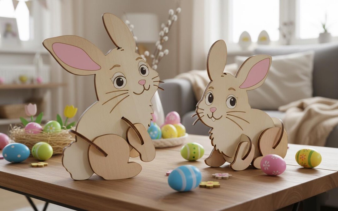Easter Bunny Laser Cut File, Glowforge Decoration SVG Plan, Wooden DXF ...