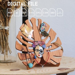 Valentines Day Gift Accessory Display Laser Cut File, Monstera Leaf Stand Svg Dxf Pattern
