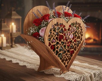 Mother’s Day Heart Basket Laser Cut File | Mom Flower Gift SVG | CNC DXF | Glowforge & xTool Ready