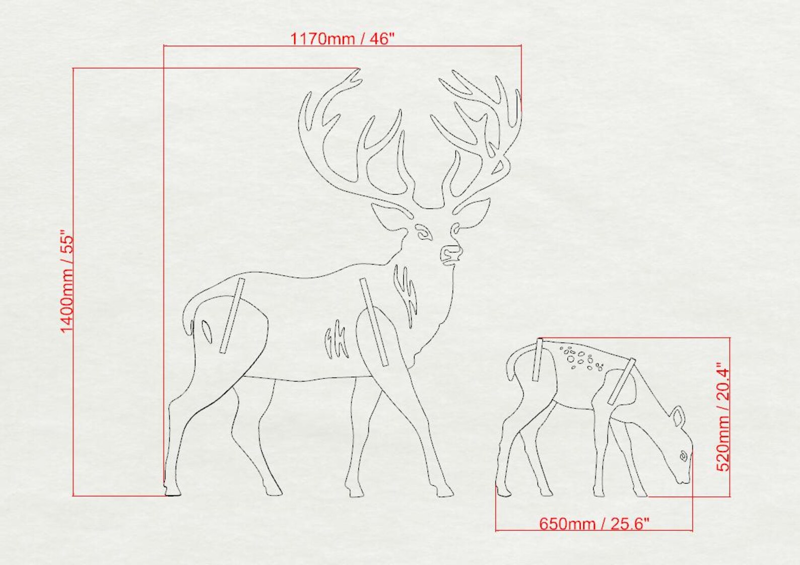 Christmas Deer CNC Router Cut File, New Year Garden Ornament Fawn ...