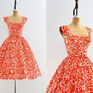r e s e r v e d.... vintage 1950s dress - batik dress / 50s hawaiian cotton dress / the kahala