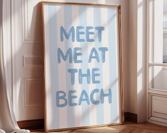 Impresión "Encuéntrame en la playa", arte mural costero de moda (descarga digital)