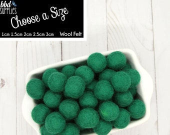 Wool Felt Balls | Hunter Green | You choose size | Felt Pom Poms| Felt Beads | Felt Garland | DIY