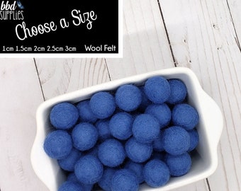 Wool Felt Balls | Norwegian Blue | You choose size | Felt Pom Poms| Felt Beads | Felt Garland | DIY