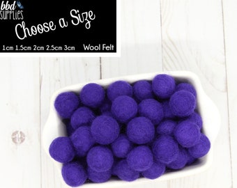 Wool Felt Balls | Purple | You choose size | Felt Pom Poms| Felt Beads | Felt Garland | DIY