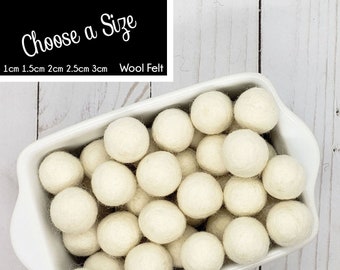 Wool Felt Balls | White Linen | You choose size | Felt Pom Poms| Felt Beads | Felt Garland | DIY