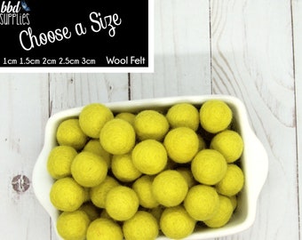 Wool Felt Balls | Lemon Lime | You choose size | Felt Pom Poms| Felt Beads | Felt Garland | DIY