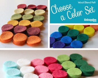 Wool Blend Felt Circles | 90 1.25" Circles | Pick a Color Set | DIY