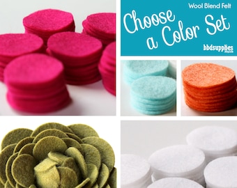 Wool Blend Felt Circles | 50 circles | Pick a Color | Pick a Size | DIY