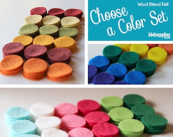 Wool Blend Felt Circles | 90 1.5" Circles | Pick a Color Set | DIY