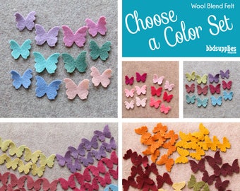 Wool Blend Felt Butterflies | 48 Tiny Butterflies | Pick a Color Set | DIY