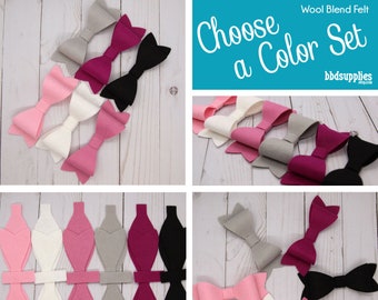 Wool Blend Felt Shapes| 6 Large Bows Style 1 | Pick a Color Set | DIY