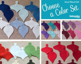 Wool Blend Felt Shapes | 12 Standard Ornaments Sets | Pick a Color Set | DIY | 2 Shapes