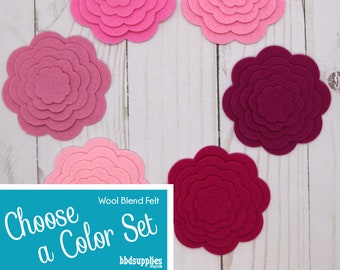 Wool Blend Felt Flowers | Camellias | Pick a Color Set | DIY | Unassembled Flowers