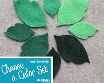 Wool Blend Felt Leaves | 48 Regular Leaves | Pick a Color Set | DIY  | 2 Sizes