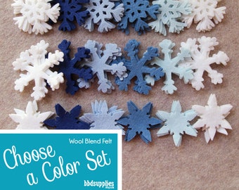 Wool Blend Felt Snowflake Combo Pack | 24 Snowflakes Sets | Pick a Color Set | DIY | 3 Shapes | 72 Unassembled Shapes