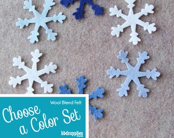 Wool Blend Felt Shapes | 24 Snowflakes Style 2 | Pick a Color Set | DIY