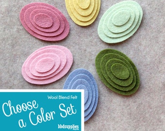 Wool Blend Felt Shapes | 12 Oval Sets | Pick a Color Set | DIY | 48 Unassembled Ovals