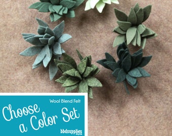 Wool Blend Felt Flowers | 12 Agave Plants | Pick a Color Set | DIY | Unassembled Flowers