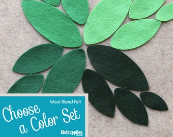 Wool Blend Felt Leaves | 48 Plain Leaves | Pick a Color Set | DIY | 4 Sizes