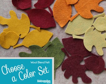 Wool Blend Felt Leaves | 36 Acorns and Leaves | Pick a Color Set | DIY | 3 Shapes