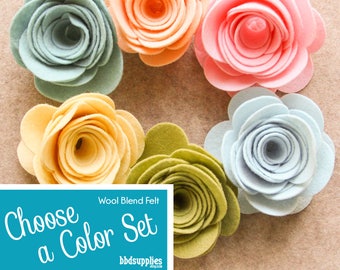 Wool Blend Felt Flowers | XXLarge 3D Rolled Roses | Pick a Color Set | DIY | Unassembled Rosettes