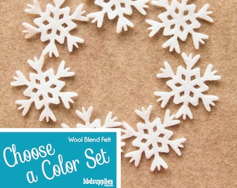 Wool Blend Felt Shapes | 24 Snowflakes Style 3 | Pick a Color Set | DIY