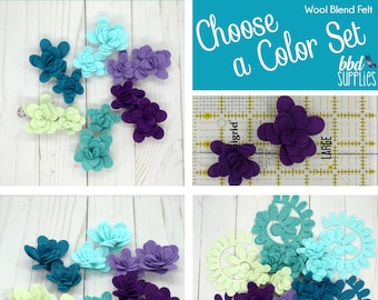 Wool Blend Felt Flowers | 12 Small and Large Rolled Daisies | Pick a Color Set | DIY | 24 Unassembled Flowers