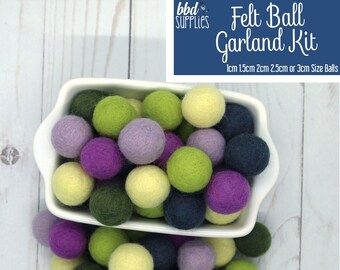 Wool Felt Balls Garland Kit | Potions Class | You choose size | Halloween Colors | 60 Felt Pom Poms | Felt Beads | DIY