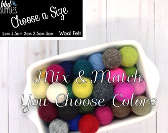 Wool Felt Balls | You choose colors | You choose size | Felt Pom Poms| Felt Beads | Felt Garland | DIY