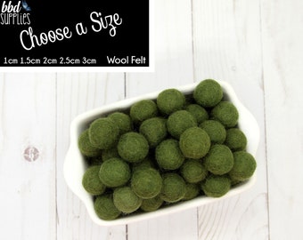 Wool Felt Balls | Grassy Meadows Green | You choose size | Felt Pom Poms| Felt Beads | Felt Garland | DIY