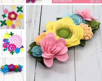 Felt Flower Headband Kit | Whitney | Beginner Adult Craft Kit | Makes 1 Floral Crown | Choose a color set | DIY