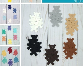 Wool Blend Felt Shapes | 24 Small Teddy Bears | Pick a Color Set | DIY