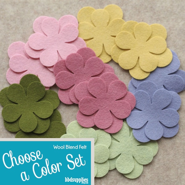 Wool Blend Felt Flowers | 12 Poppies | Pick a Color Set | DIY | 24 Unassembled Flowers