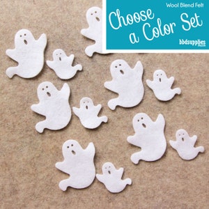 Wool Blend Felt Shapes | 24 Tiny Ghosts | Pick a Color Set | DIY | 2 Sizes