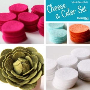 Wool Blend Felt Circles | 50 circles | Pick a Color | Pick a Size | DIY