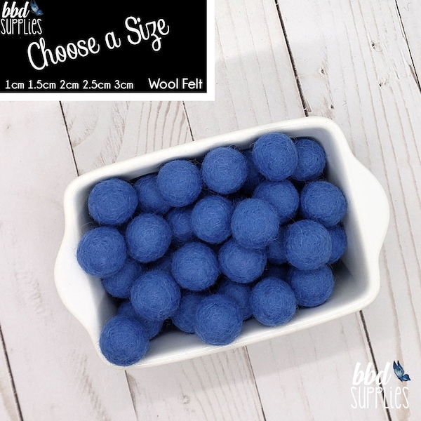 Wool Felt Balls | Norwegian Blue | You choose size | Felt Pom Poms| Felt Beads | Felt Garland | DIY