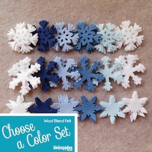 Wool Blend Felt Snowflake Combo Pack | 24 Snowflakes Sets | Pick a Color Set | DIY | 3 Shapes | 72 Unassembled Shapes