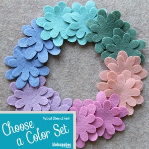 Wool Blend Felt Flowers | 12 Mini Daisies | Pick a Color Set | DIY | 24 Unassembled Flowers