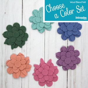 Wool Blend Felt Flowers | 12 Petunias | Pick a Color Set | DIY | 48 Unassembled Flowers