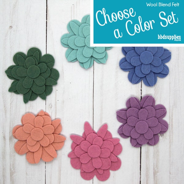 Wool Blend Felt Flowers | 12 Petunias | Pick a Color Set | DIY | 48 Unassembled Flowers