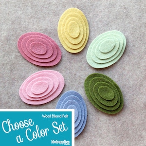 Wool Blend Felt Shapes | 12 Oval Sets | Pick a Color Set | DIY | 48 Unassembled Ovals