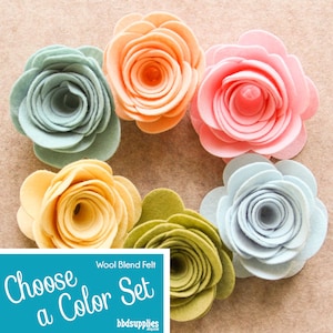 Wool Blend Felt Flowers | XXLarge 3D Rolled Roses | Pick a Color Set | DIY | Unassembled Rosettes